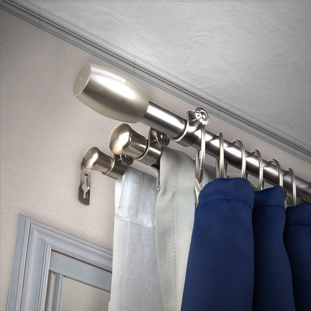 A&F Rod Dcor - Caleb 13/16" Triple Curtain Rod 66-120 inch - Satin Nickel