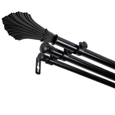 A&F Rod Dcor - Esprit 13/16" Triple Curtain Rod 120-170 inch - Black