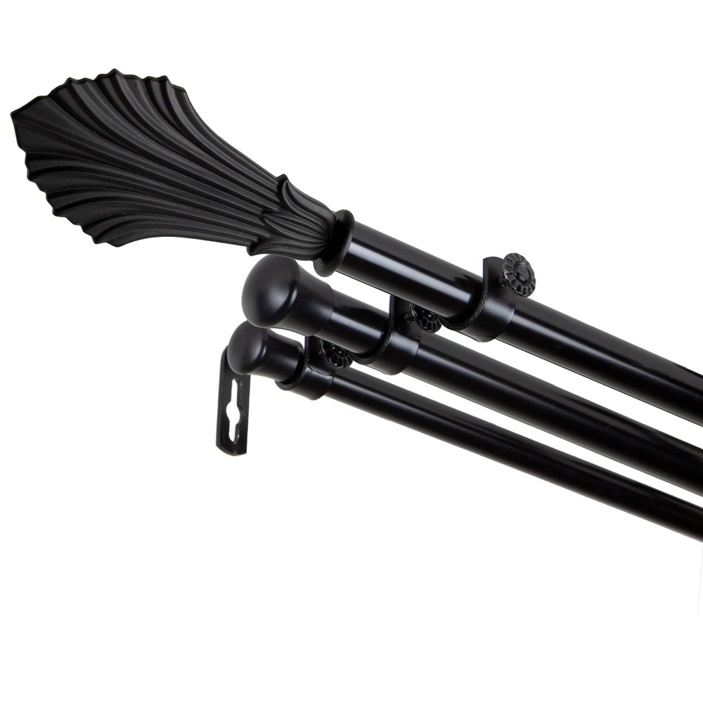A&F Rod Dcor - Esprit 13/16" Triple Curtain Rod 120-170 inch - Black