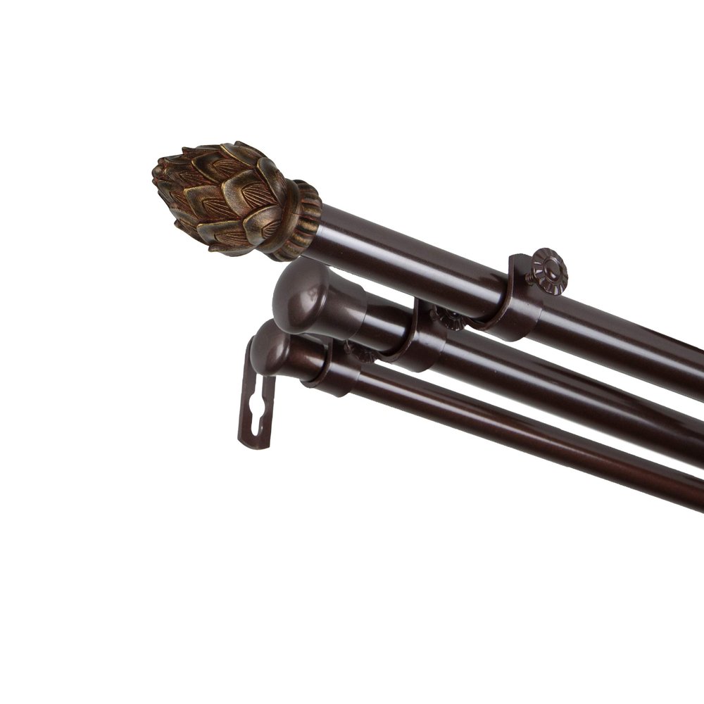 A&F Rod Dcor - Sprout 13/16" Triple Curtain Rod 48-84 inch - Cocoa