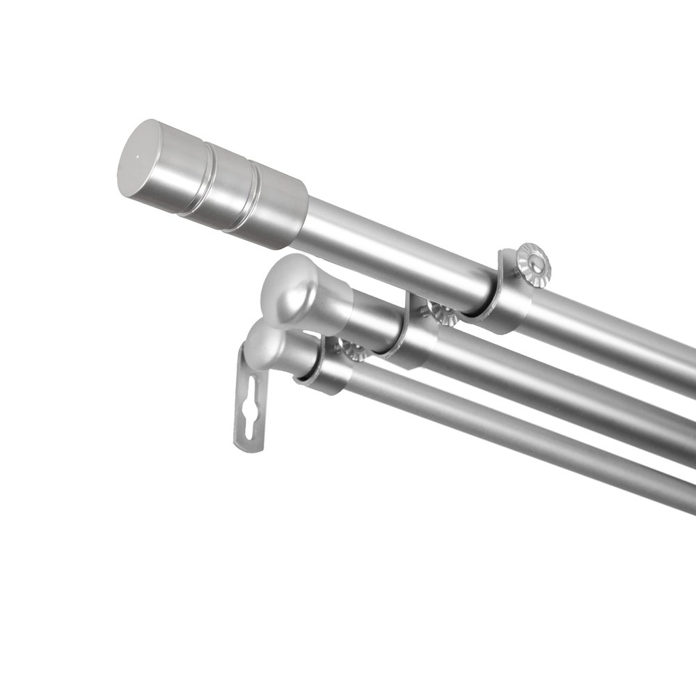 A&F Rod Dcor - Gabe 13/16" Triple Curtain Rod 120-170 inch - Satin Nickel