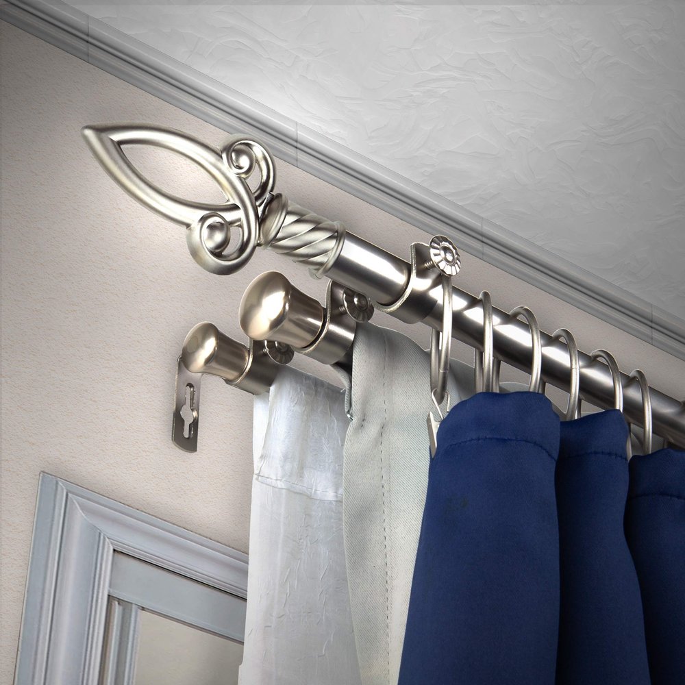 A&F Rod Dcor - Scepter 13/16" Triple Curtain Rod 120-170 inch - Satin Nickel