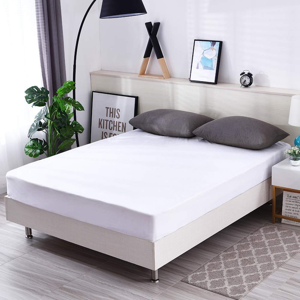 100% Waterproof Mattress Protector, Short King Size - 21 Inch Deep Pocket, Extra Soft 100% Cotton Terry Surface - Fitted Style Mattress Protector Cover, White