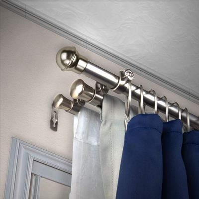 A&F Rod Dcor - Global 13/16" Triple Curtain Rod 48-84 inch - Satin Nickel