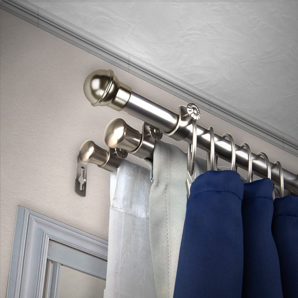 A&F Rod Dcor - Global 13/16" Triple Curtain Rod 48-84 inch - Satin Nickel