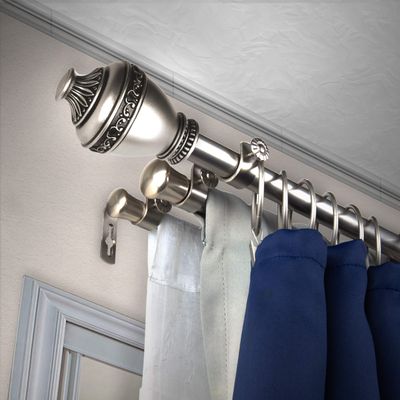 A&F Rod Dcor - Eva 13/16" Triple Curtain Rod 28-48 inch - Satin Nickel