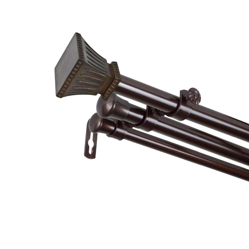A&F Rod Dcor - Fan Fare 13/16" Triple Curtain Rod 48-84 inch - Cocoa