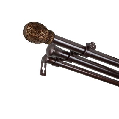 A&F Rod Dcor - Foliage 13/16" Triple Curtain Rod 48-84 inch - Cocoa