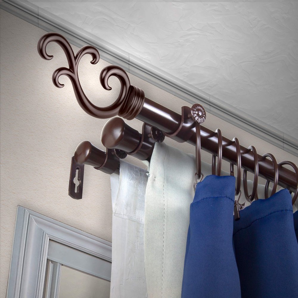 A&F Rod Dcor - Wave 13/16" Triple Curtain Rod 48-84 inch - Cocoa