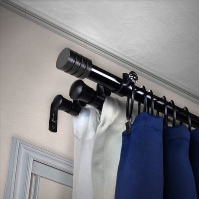 A&F Rod Dcor - Grant 13/16" Triple Curtain Rod 120-170 inch - Black