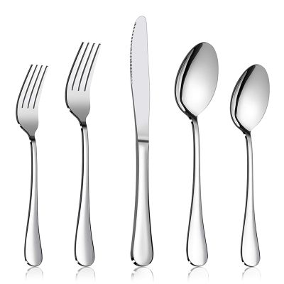 60-Piece Silverware Flatware Set, E-far Stainless Steel Dinner Cutlery Utensil Set Service for 12, Suitable for Home/Restaurant/Hotel/Party, Simple Design, Mirror Finished - Dishwasher Safe