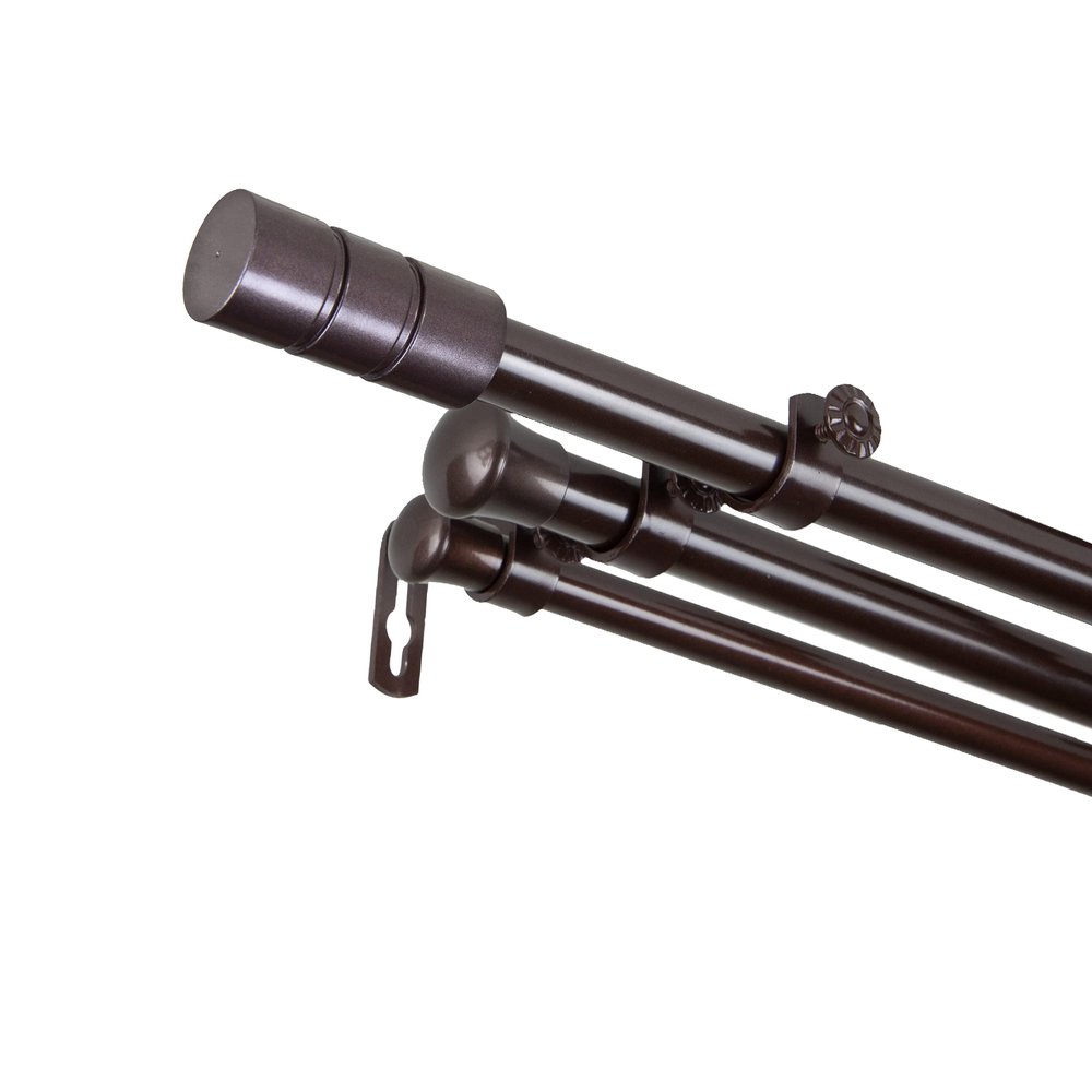 A&F Rod Dcor - Gabe 13/16" Triple Curtain Rod 66-120 inch - Cocoa