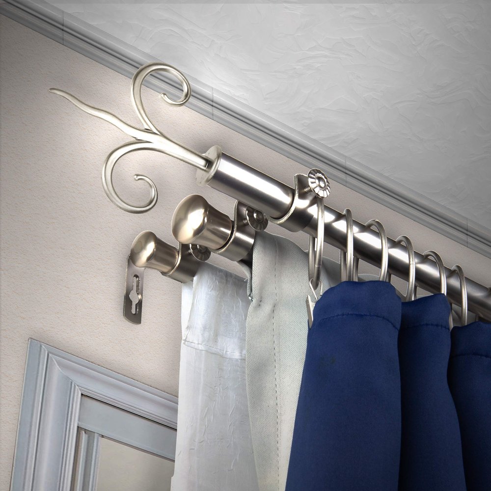 A&F Rod Dcor - Lily 13/16" Triple Curtain Rod 120-170 inch - Satin Nickel