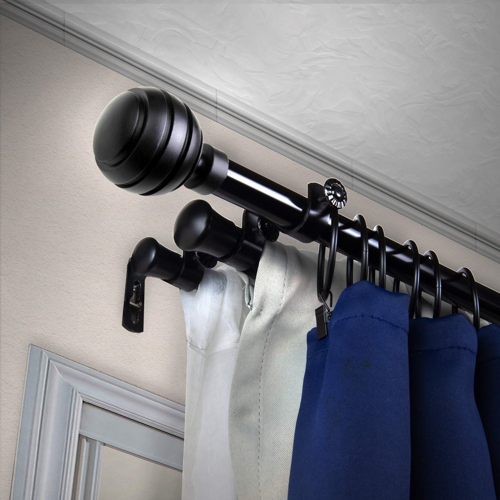A&F Rod Dcor - Dipper 13/16" Triple Curtain Rod 48-84 inch - Black