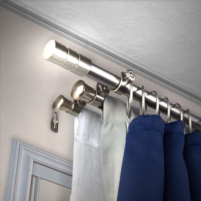 A&F Rod Dcor - Gabe 13/16" Triple Curtain Rod 48-84 inch - Satin Nickel