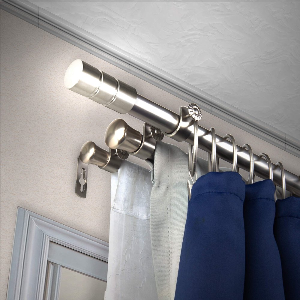 A&F Rod Dcor - Gabe 13/16" Triple Curtain Rod 48-84 inch - Satin Nickel