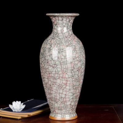 Antique Chinese Vase with Base Porcelain Flower Vase China Ming Style Ceramic Vase Traditional Flower Vase Decorative Artwork Home Decor for Office Study Living Room-e H37cmxd16.5cm