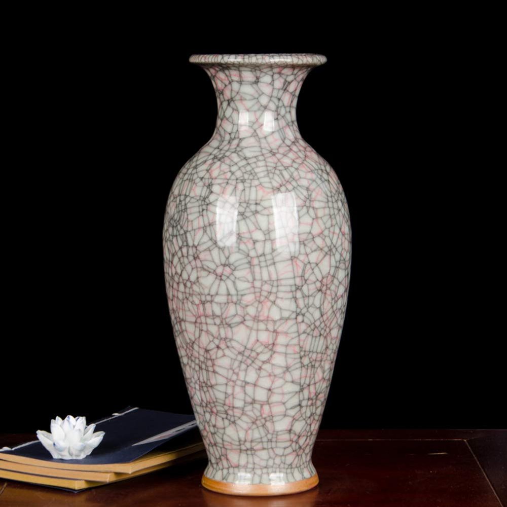 Antique Chinese Vase with Base Porcelain Flower Vase China Ming Style Ceramic Vase Traditional Flower Vase Decorative Artwork Home Decor for Office Study Living Room-e H37cmxd16.5cm