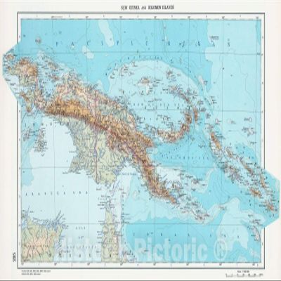 New Guinea and Solomon Islands Physical Map 1967 - Historical Map Print - 74in x 44in