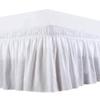 1 Wrap Around Bed Skirt, Elastic Dust Ruffles, Easy Fit Wrinkle and Fade Resistant Pattern Solid 100% Egyptian Cotton 500 TC , Hotel Quality Fabric, 7 inch Drop Length, Size King, white view 1