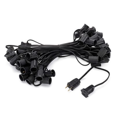 HLO Lighting C9 Light Stringer | Thick Commercial Grade SPT-2 Wire | for Use with C9 String Lights | 12" Socket Spacing | 50-Foot Black Wire