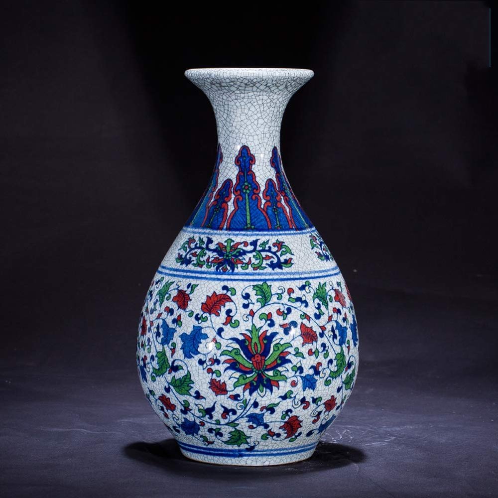 Antique Traditional Vase Porcelain Flower Vase China Ming Style Modern Chinese Vase Fashion Ceramic Flower Vase Artwork Home Decor for Living Room Study Office-f H32cmxd17cm