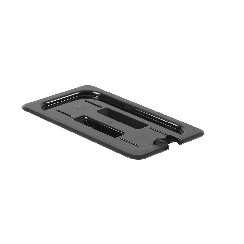 Restaurant Essentials Quarter size slotted cover for polycarbonate food pan, black, comes in each