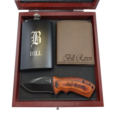 Groomsmen Gifts for Wedding, Set of 2, Groomsmen Gift Box, Groomsmen Gift Set, Best Man Gift, Engraved Flask, Personalized Knife, Groomsman Gifts, Husband Gift, Boyfriend Gift, Wallet, Mens Gift