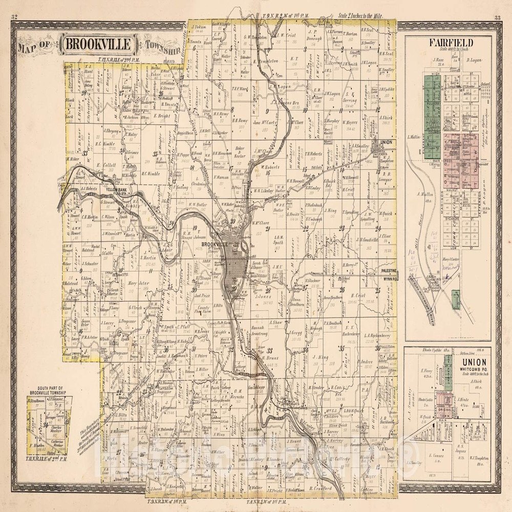 Brookville Township, Franklin County, Indiana Property Map 1882 - Historical Map Print - 70in x 44in