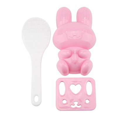 Sushi Rice, Cartoon Rabbit Pattern Sushi Rice Ball for Baby Kids Meal Hiking 3 in 1 (Pink) (2#) for onigiri onigiri formen onigiri large rice ball rice molds onigiri tria