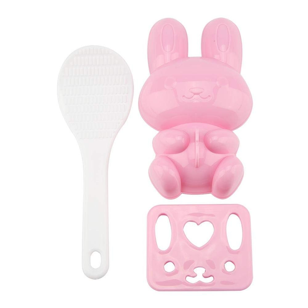 Sushi Rice, Cartoon Rabbit Pattern Sushi Rice Ball for Baby Kids Meal Hiking 3 in 1 (Pink) (2#) for onigiri onigiri formen onigiri large rice ball rice molds onigiri tria