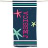 GiftsForYouNow Personalized Beach Life Icons Beach Towel, Navy with Starfish view 1