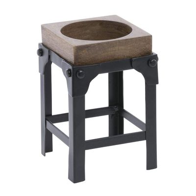 HUBERT Medium Mango Wood & Iron Display Stand