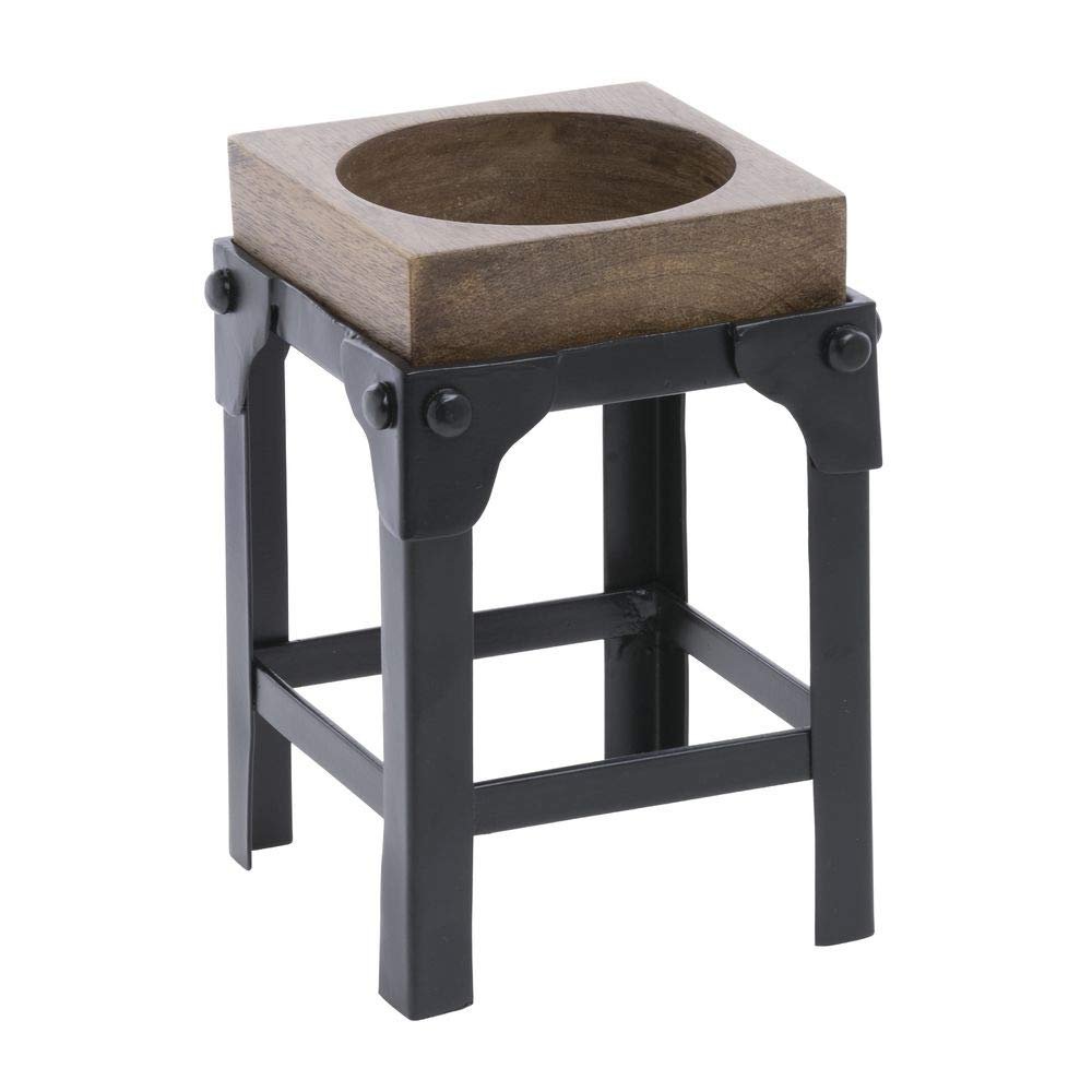 HUBERT Medium Mango Wood & Iron Display Stand