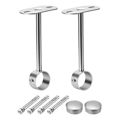 uxcell Ceiling-Mount Bracket, Wardrobe Pipe Bracket, 32mm Dia, Shower Curtain Closet Wardrobe Rod Lever Support Holder Pipe Flange Socket 2pcs(200mm Height )