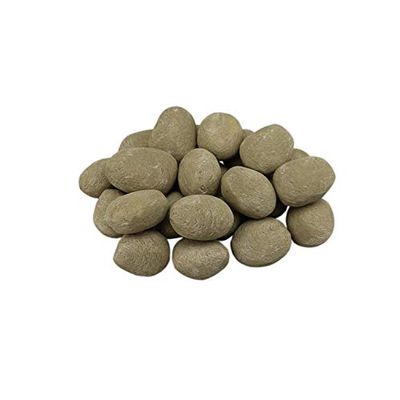 HMB 24 Pcs Khaki Stone-Like Ceramic Pebbles for Gas fireplaces, Stove, Gas firepit