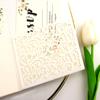 25pcs 5"x7.28" Ivory Vintage Tri Fold Wedding Invitations Cards pocket Pearl Paper Laser Cut Hollow Carving Greeting invites Covers only no envelope no insert view 2