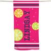GiftsForYouNow Personalized Beach Life Icons Beach Towel, Pink with Citrus view 1