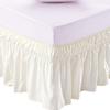 Amuze Bedding Wrap Around Bed Skirts, Easy On/Easy Off 100% Cotton Elastic,400 Thread Count,Solid Ruffled Bed Skirt- Bed Wrap with 23 Inch Tailored Drop,(King,Ivory) view 1