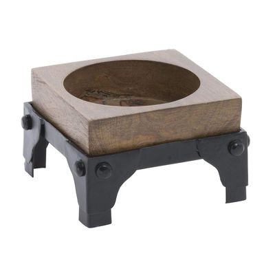 HUBERT Small Mango Wood & Iron Display Stand