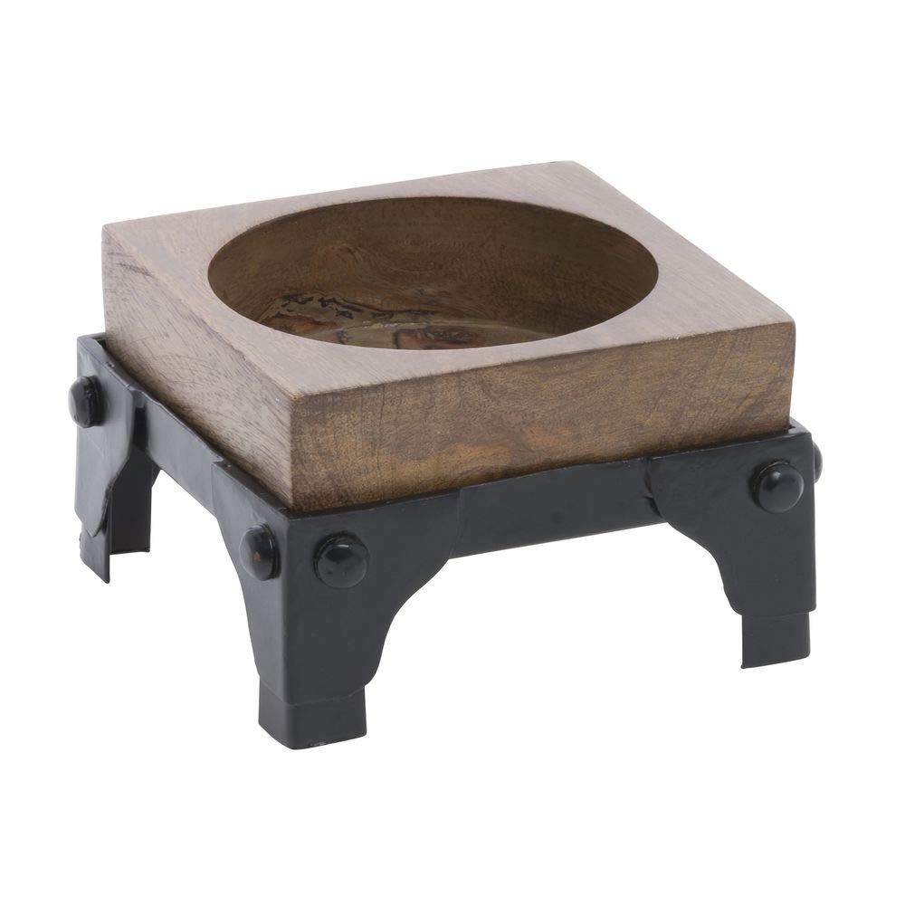 HUBERT Small Mango Wood & Iron Display Stand