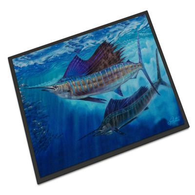 Caroline's Treasures JMA2011JMAT Wide Open Sailfish Doormat 24x36 Front Door Mat Indoor Outdoor Rugs for Entryway, Non Slip Washable Low Pile, 24H X 36W