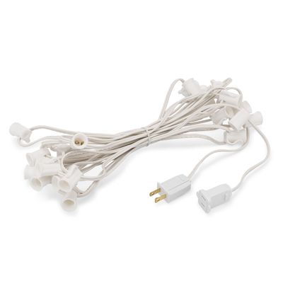 HLO Lighting C9 Light Stringer | Thick Commercial Grade SPT-2 Wire | for Use with C9 String Lights | 12" Socket Spacing | 25-Foot White Wire
