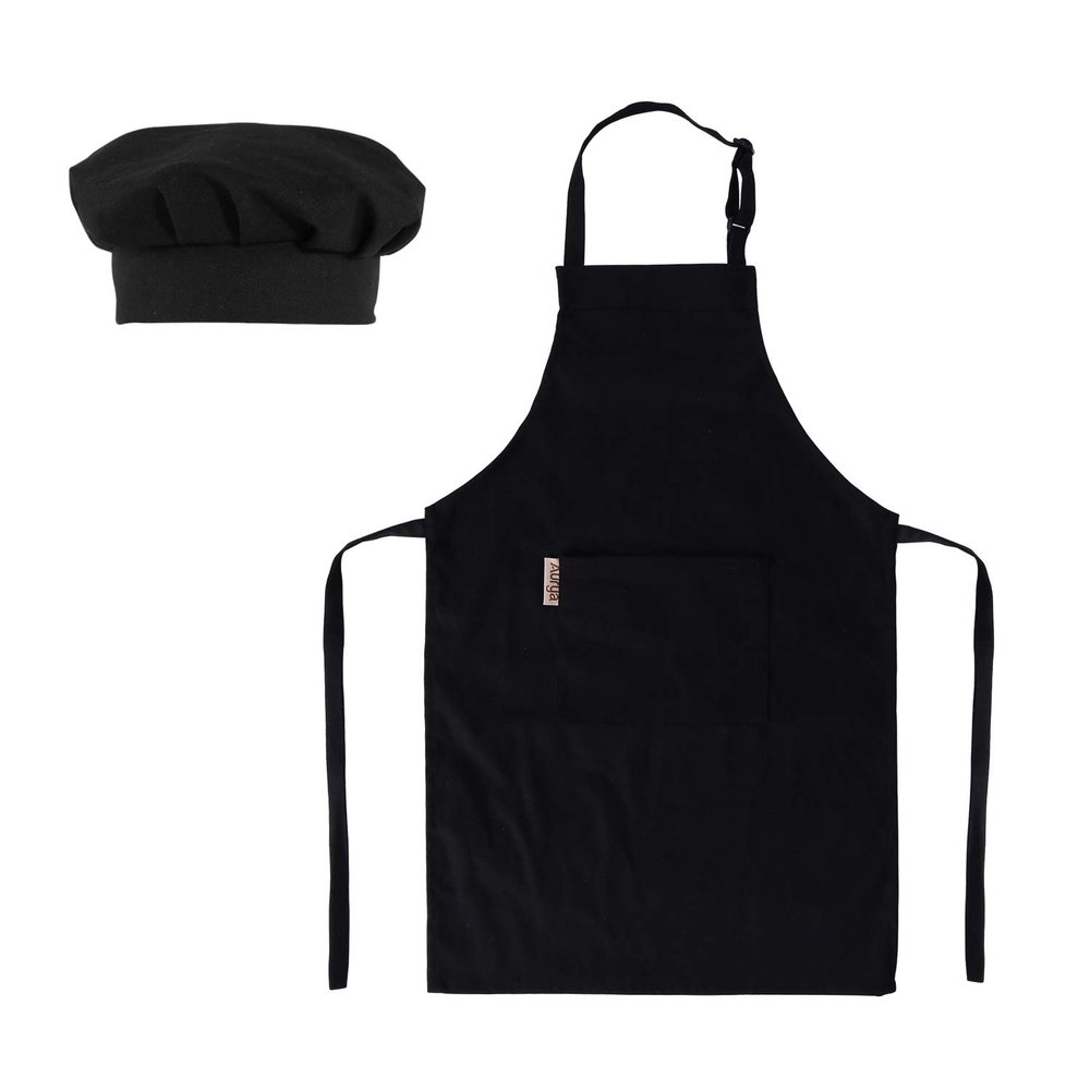 Aurya Kids Apron and Chef Hat Set-Adjustable Child Apron for Boys and Girls for Cooking Baking