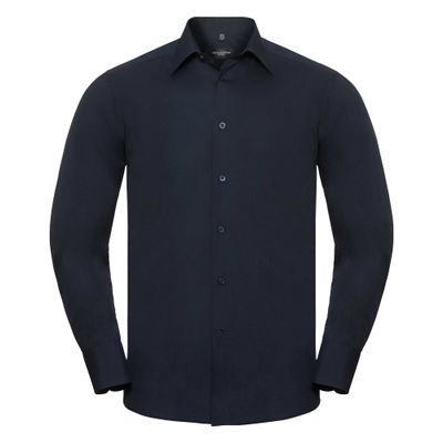 Russell Collection Mens Easy Care Tailored Poplin Shirt (M) (French Navy)