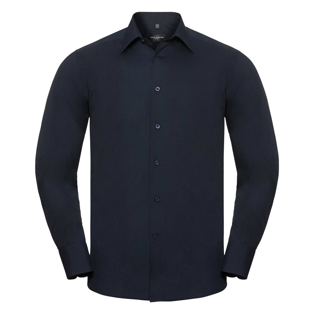 Russell Collection Mens Easy Care Tailored Poplin Shirt (M) (French Navy)