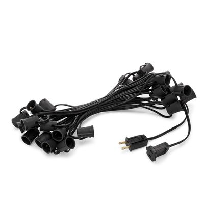 HLO Lighting C9 Light Stringer | Thick Commercial Grade SPT-2 Wire | for Use with C9 String Lights | 12" Socket Spacing | 25-Foot Black Wire