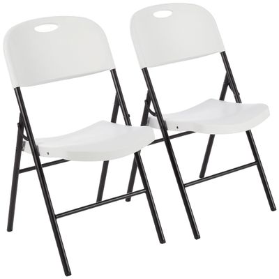 Amazon Basics Folding Plastic Chair, 350-Pound Capacity, White, 2-Pack