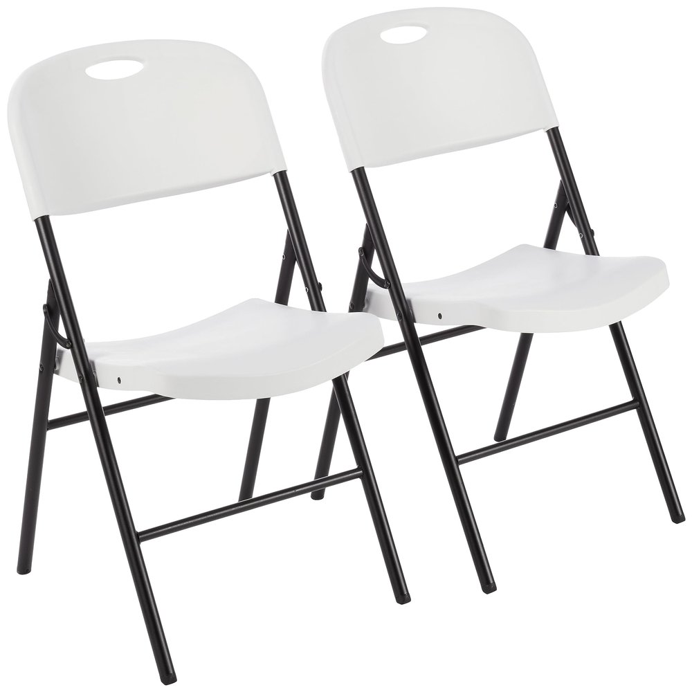 Amazon Basics Folding Plastic Chair, 350-Pound Capacity, White, 2-Pack