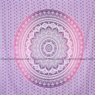 Sophia-Art Indian Wall Decor Traditional Boho Wall Hanging Bohemian Mandala Wall Hanging Ombre Hippie Beach Coverlet Floral Tapestry King Size (104"x104") (Pink)